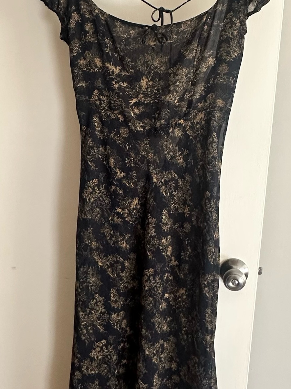 Park & Fifth Navy Midi Dress with Gold Botanical Print